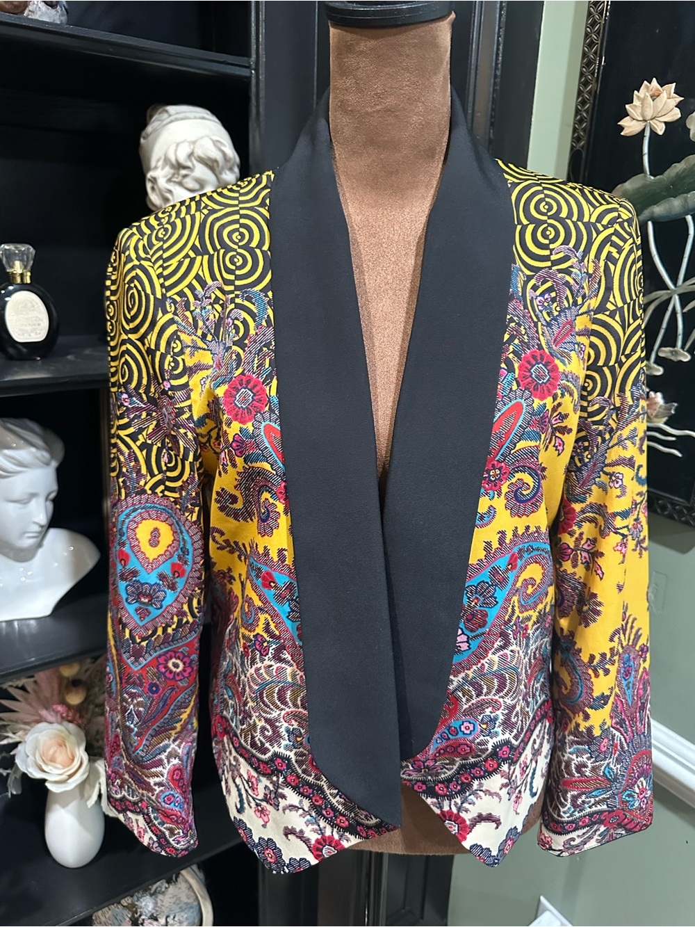 Bebe Boho Paisley Animal Print Blazer – Size Medium (Fits Like US 8)